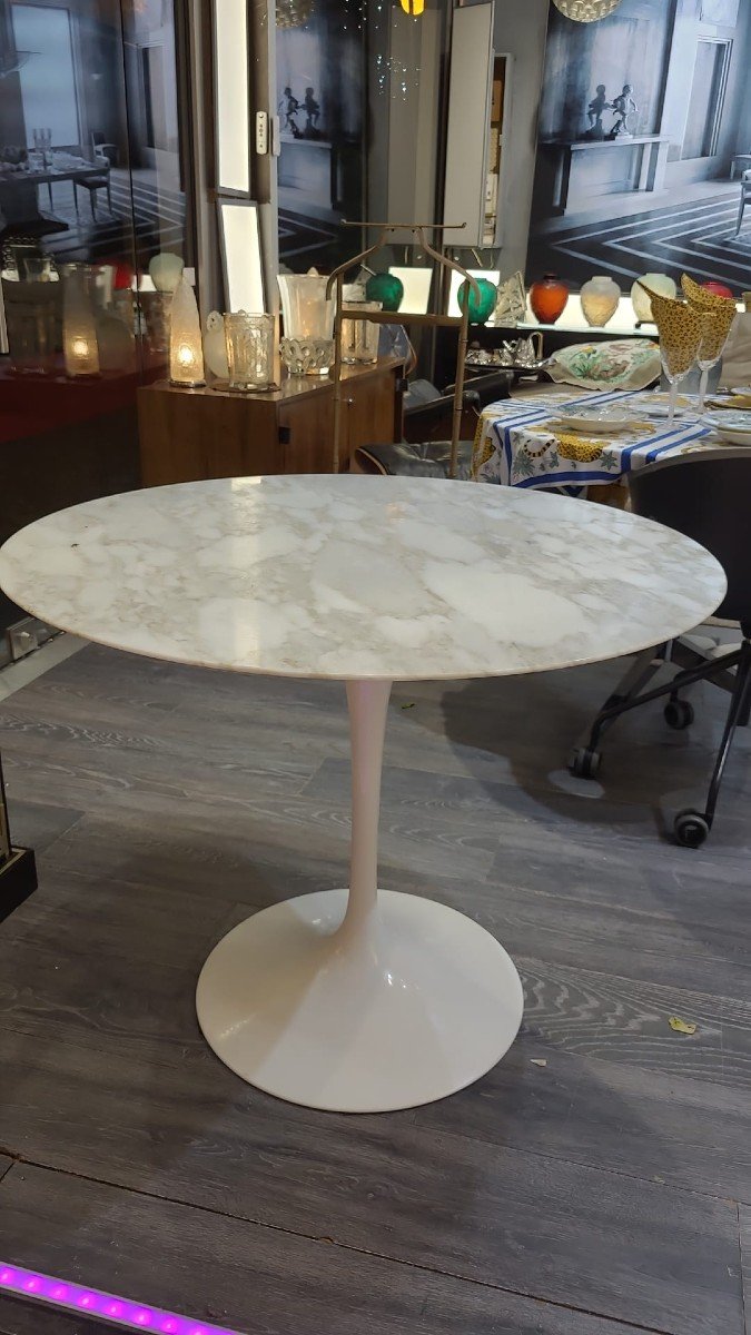 Saarinen Table In Calacatta Marble Round 91 Cm-photo-2