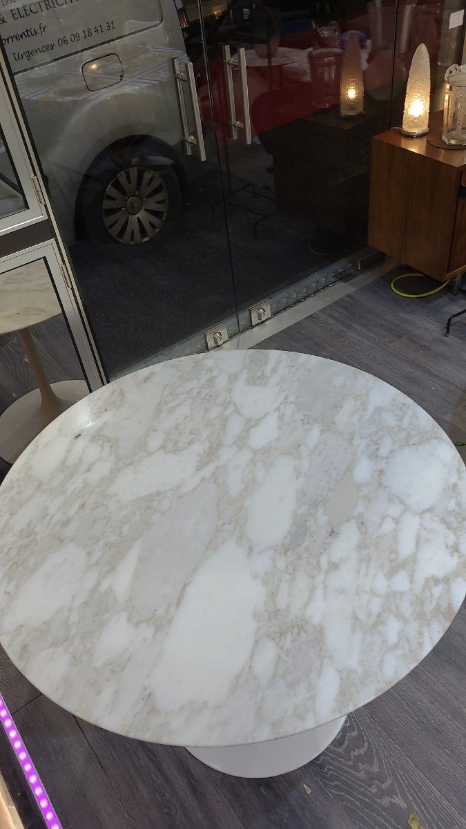 Saarinen Table In Calacatta Marble Round 91 Cm-photo-3