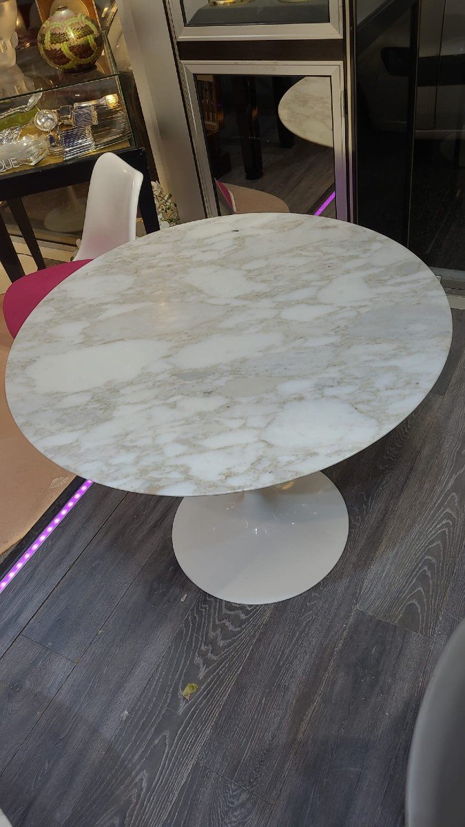 Saarinen Table In Calacatta Marble Round 91 Cm-photo-4