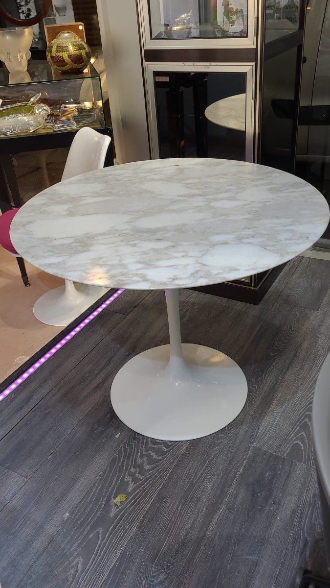 Saarinen Table In Calacatta Marble Round 91 Cm-photo-3