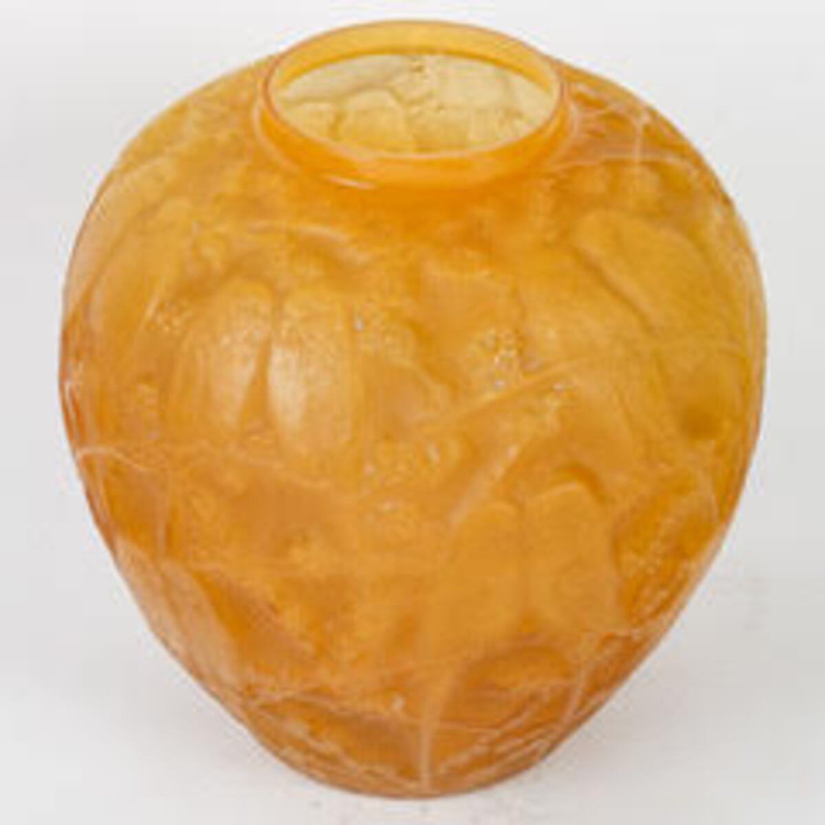 René Lalique ,1919 ,vase "perruches" Butterscotch.-photo-3