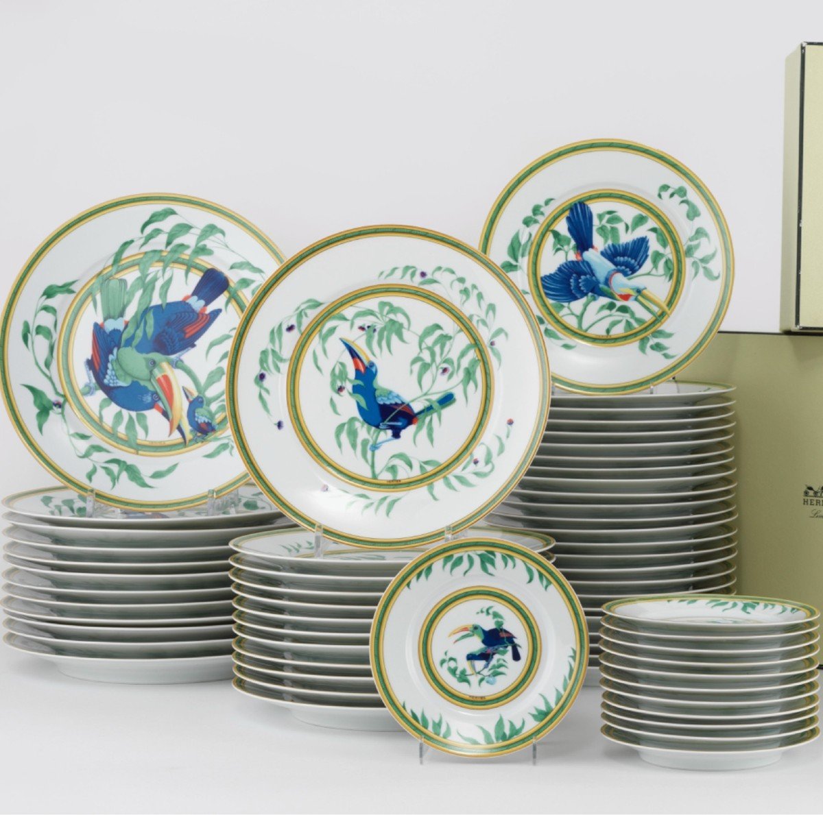 Hermès : ‘les Toucans’ Service Party -1986, 60 Pieces -photo-2