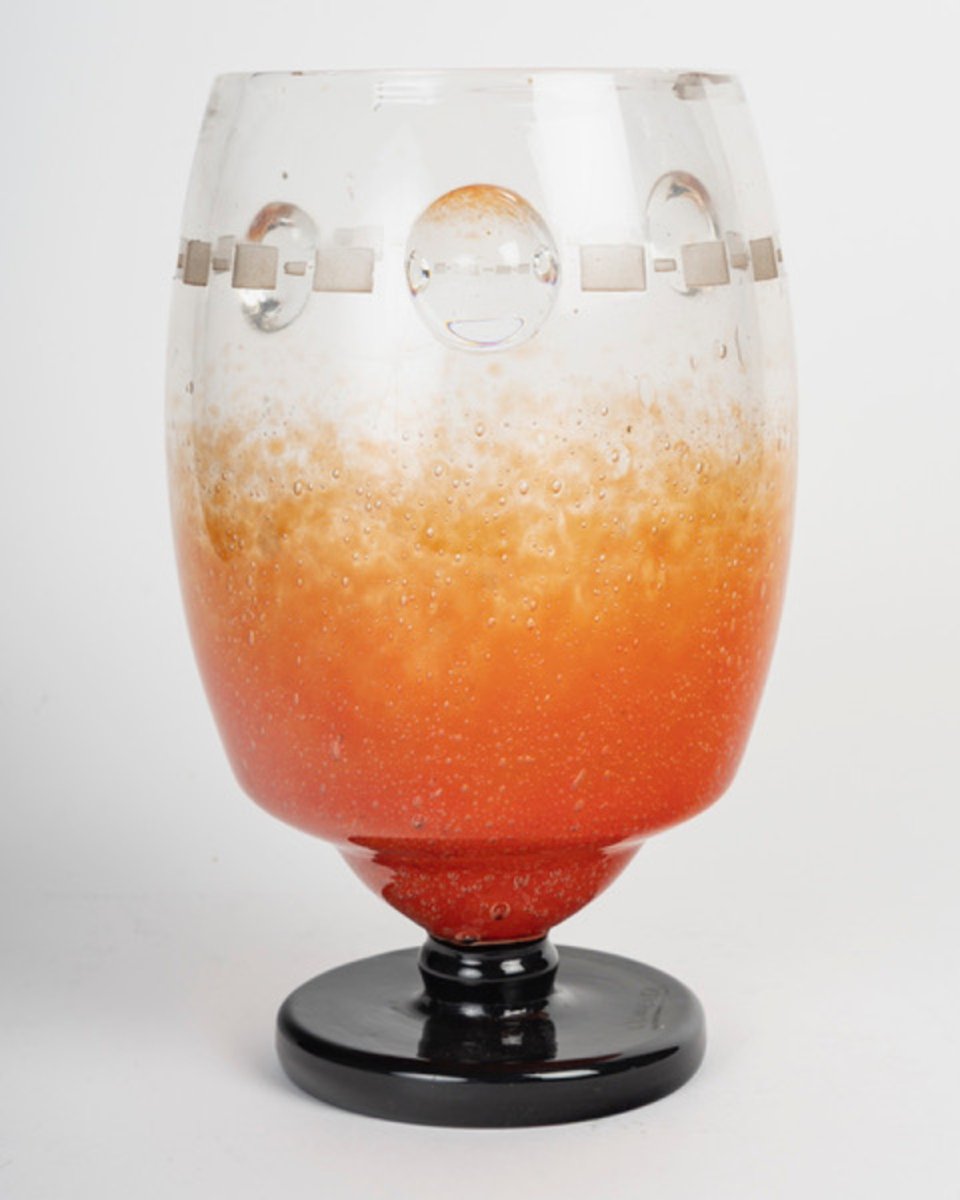  Charles Schneider (français, 1881-1953),  Vase Verre Marmoréen-photo-1