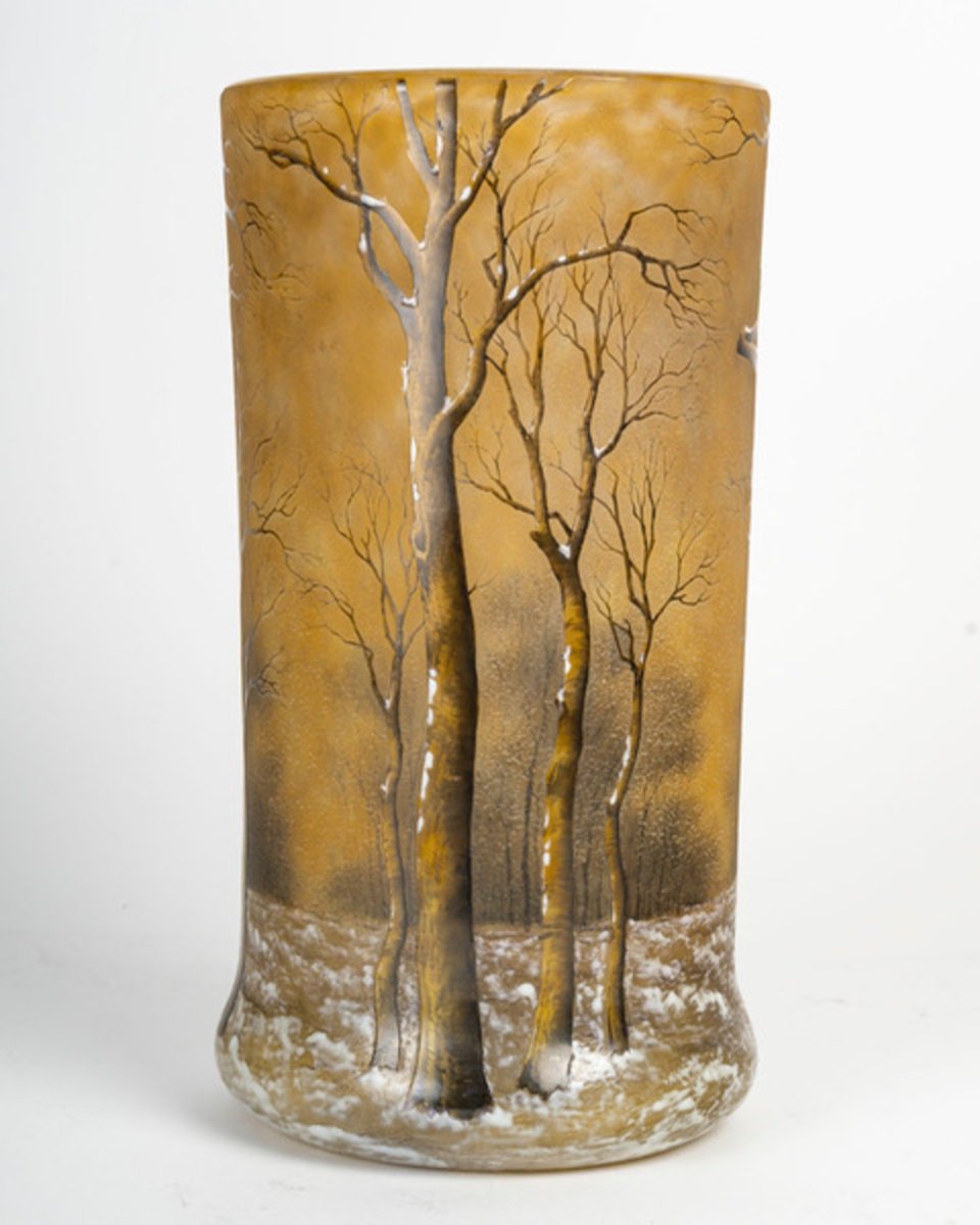 1905 - Daum Nancy: Vase "trees Under The Snow"-photo-2