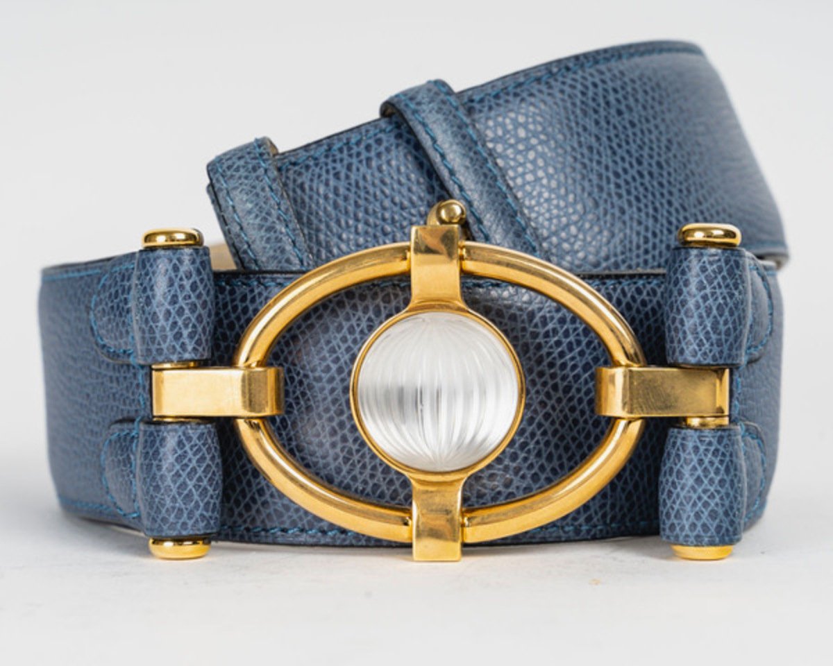 Lalique : Ceinture Cuir Et Cristal-photo-4