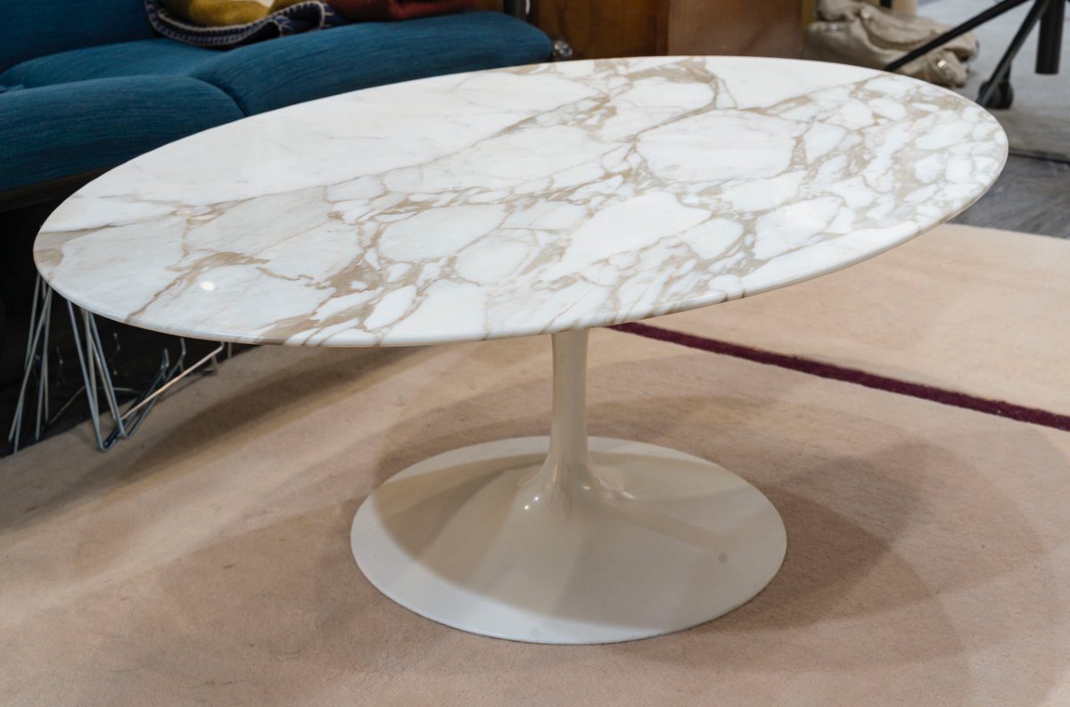 Eero Saarinen (1910-1961) - Knoll : Table Ovale 198 Cm  -arabescato, Circa 1990-photo-2