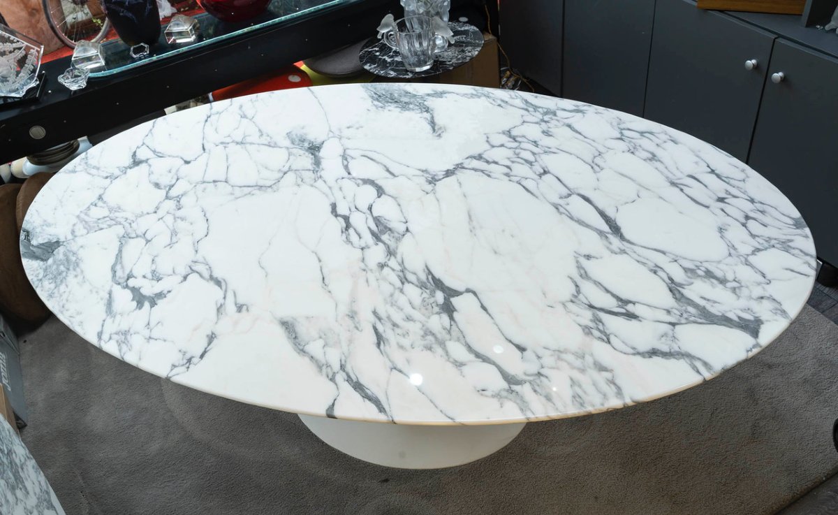 Eero Saarinen (1910-1961) - Knoll : Table Ovale 198 Cm  -arabescato, Circa 1990-photo-3