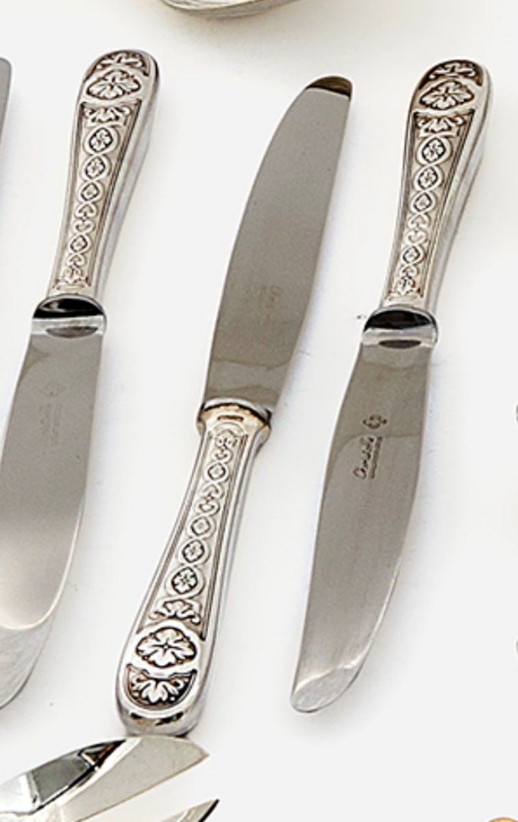  Christofle, Modèle "villeroy" Ménagère 127 P Métal Argenté -photo-3