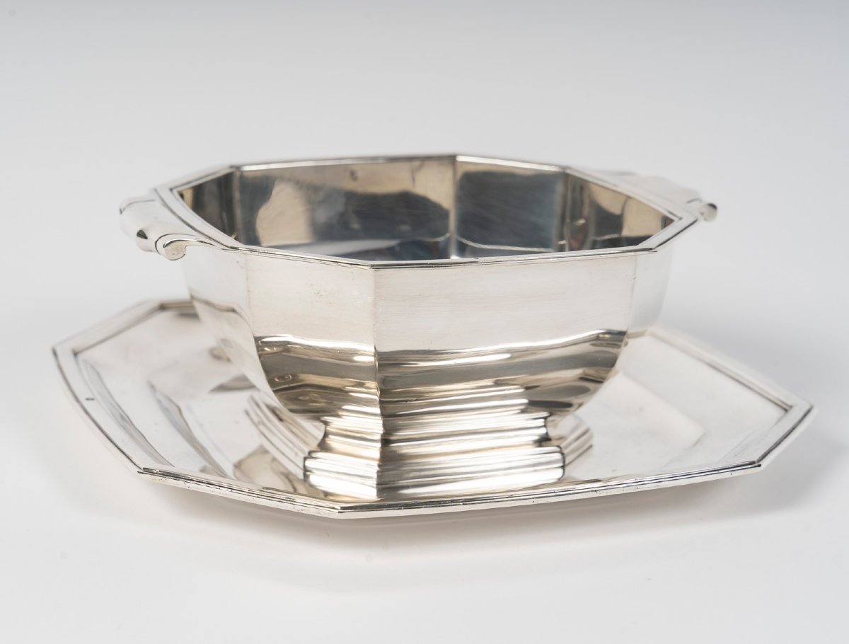 Tétard Frères Art Deco  Sauce Boat  On Its Matching Tray-photo-2