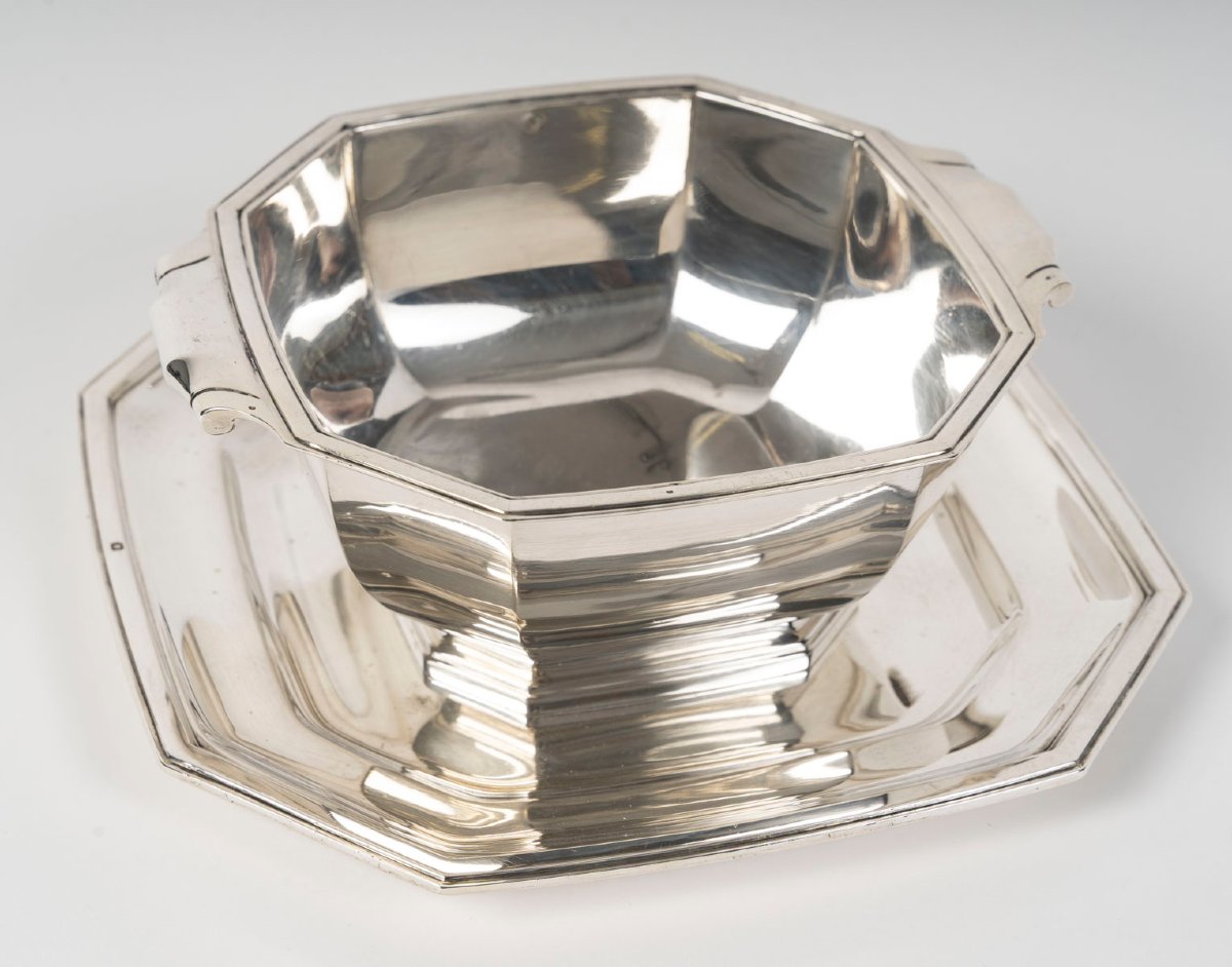 Tétard Frères Art Deco  Sauce Boat  On Its Matching Tray-photo-3