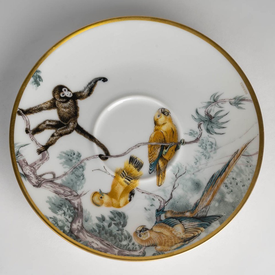 Hermes Paris, Set Of 4 Carnets d'équateur Tea Cups And Saucers-photo-6