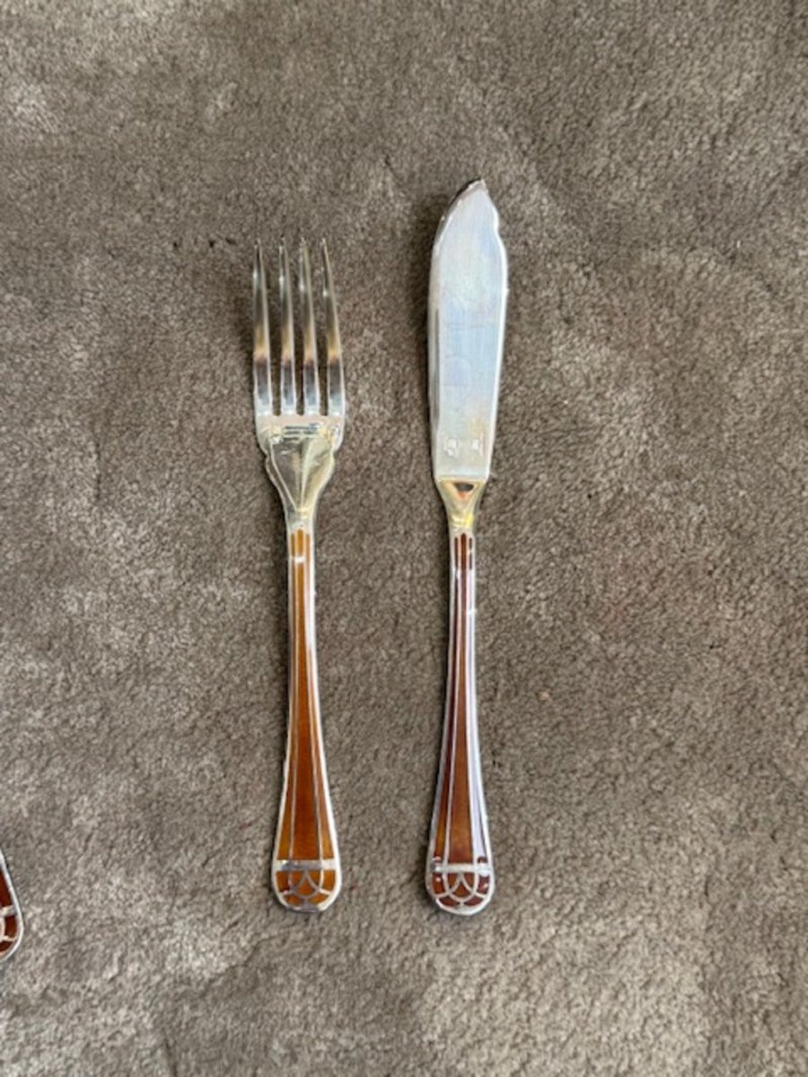 Christofle - “talisman Sienne” 6 Fish Cutlery Sets-photo-2