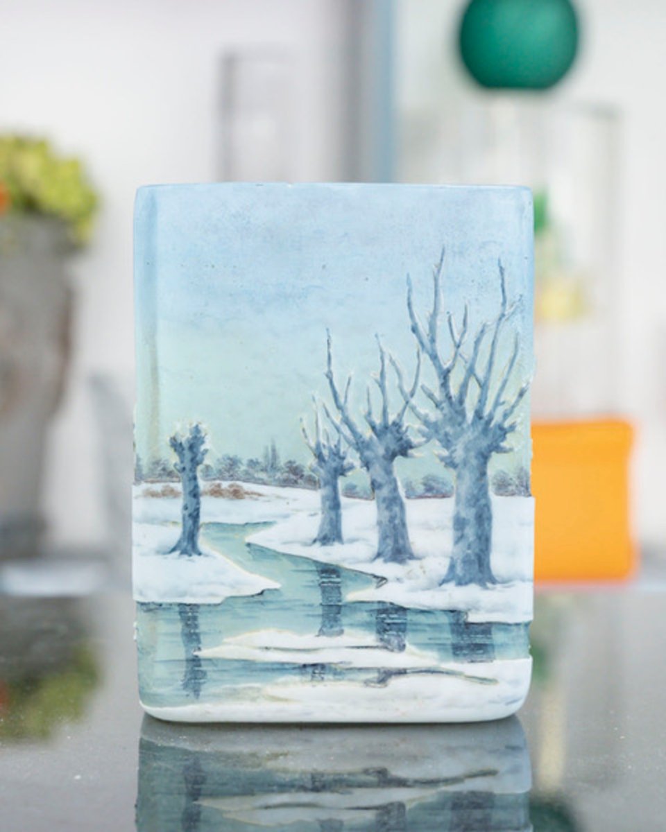 1905-DAUM NANCY Vase Paysage "Neige " -photo-1