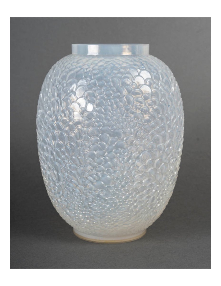 Rene Lalique - 'ecailles' Vase Opalescent Glass-photo-2