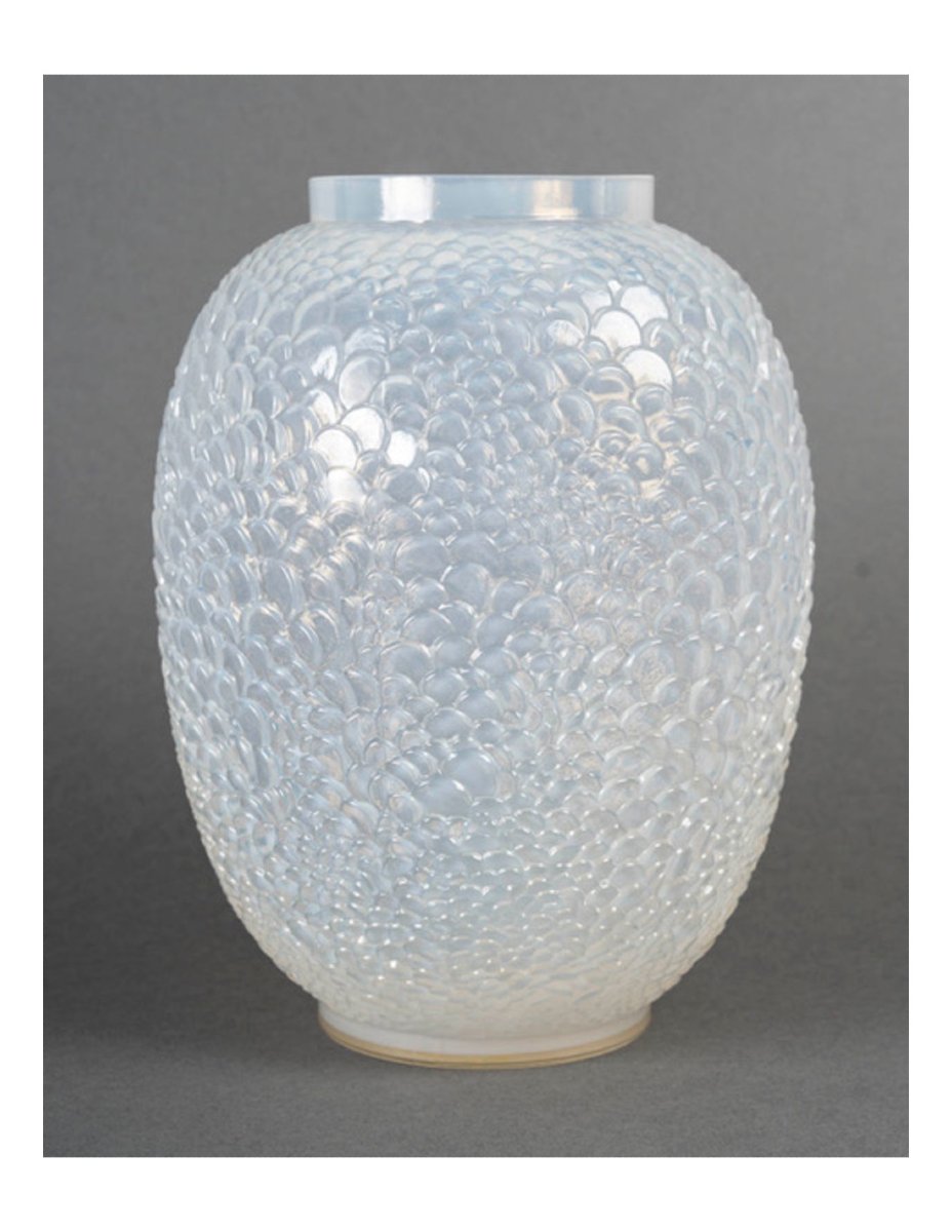 Rene Lalique - 'ecailles' Vase Opalescent Glass-photo-3