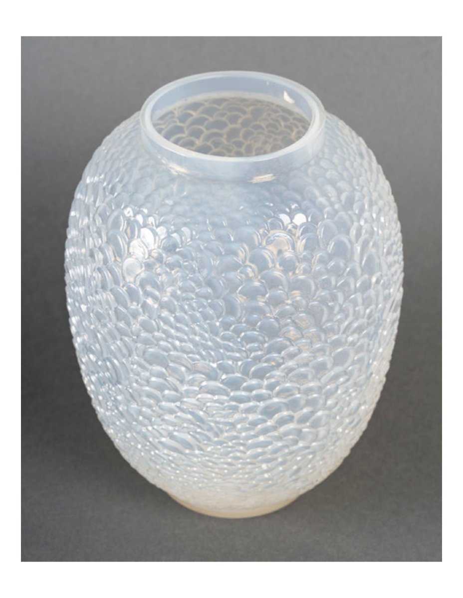 Rene Lalique - 'ecailles' Vase Opalescent Glass-photo-1