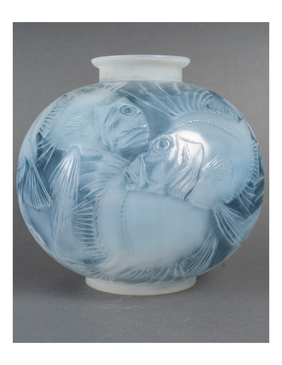1924—rené Lalique, 'fish' Vase, Opalescent Glass-photo-2