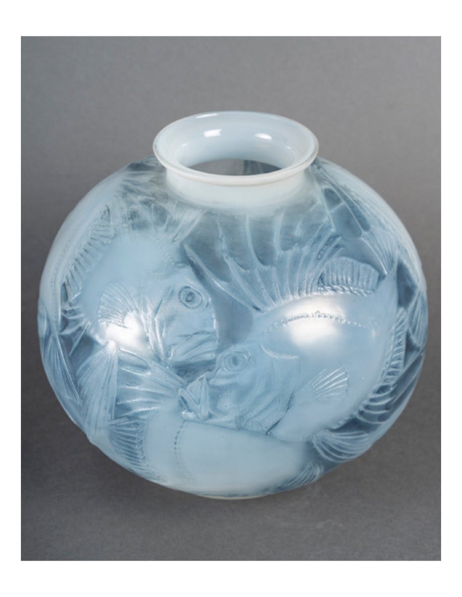 1924—rené Lalique, 'fish' Vase, Opalescent Glass-photo-1