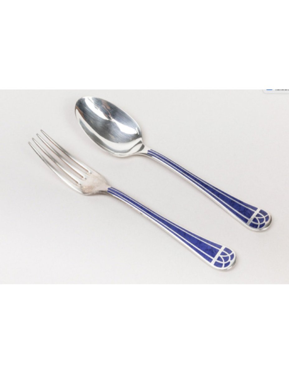 Christofle, 'talisman Blue Lacquer' 24-piece Cutlery Set-photo-4