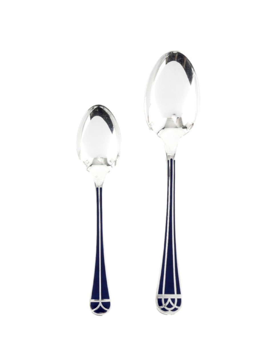 Christofle, 'talisman Blue Lacquer' 24-piece Cutlery Set