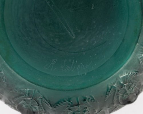 René Lalique 1912 +Vase Fougères teinté vert-photo-2