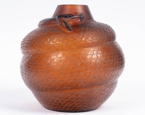 1924 - René Lalique - Vase Serpent teinté ambre