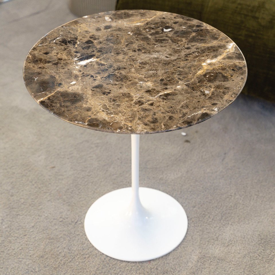 Eero Saarinen & Knoll, 2 “tulip” Pedestal Tables In “emperador” Marble, 20th Century-photo-5