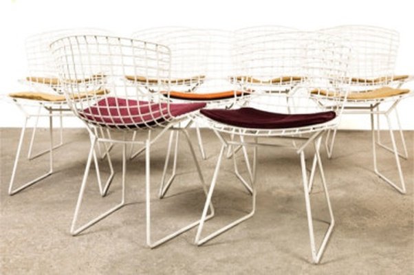 Harry Bertoia (1915–1978) For Knoll International, Publisher. 4 "diamond" Chairs-photo-4