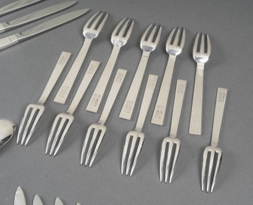 Jean-élysée Puiforcat (1897–1945) – “antibes” Solid Silver Service, 36 Pieces-photo-3