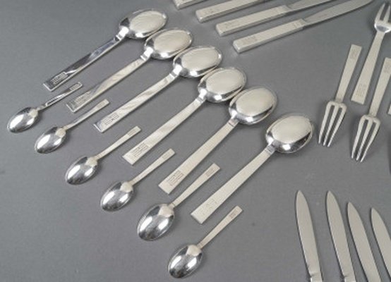 Jean-élysée Puiforcat (1897–1945) – “antibes” Solid Silver Service, 36 Pieces-photo-4