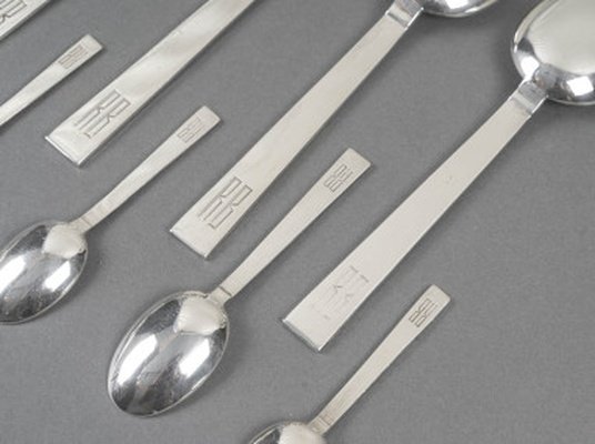 Jean-élysée Puiforcat (1897–1945) – “antibes” Solid Silver Service, 36 Pieces-photo-3