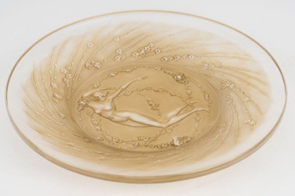 1920 – René Lalique – Plate “a Figurine And Flowers”-photo-4