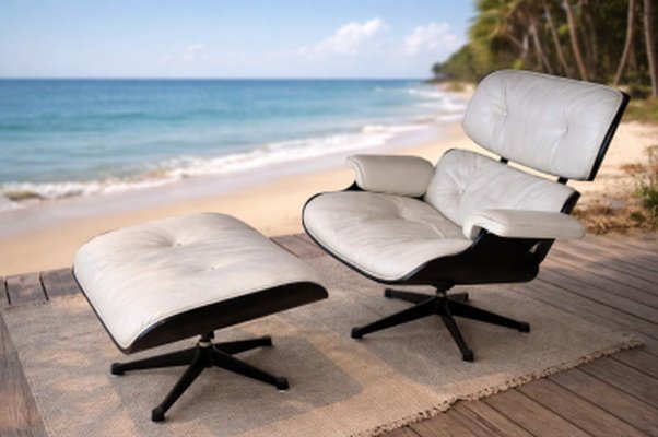 Charles et Ray EAMES – Édition MOBILIER International : Fauteuil Lounge et son ottoman-photo-8