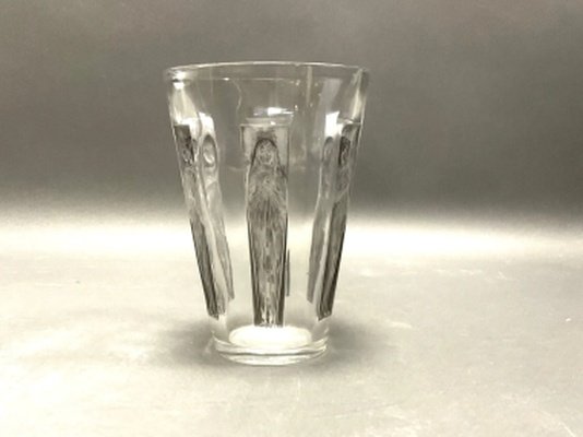 1912 René Lalique – “six Figurines” Goblet Vase White Glass With Grey Patina-photo-1