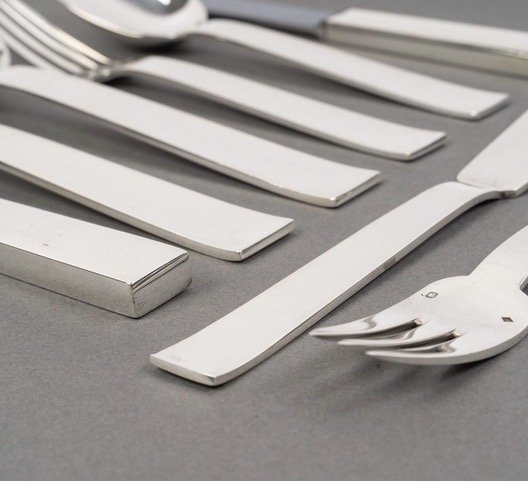 Jean Tétard – 132-piece Sterling Silver Flatware Set, “trocadéro” Pattern, Art Deco Period-photo-2