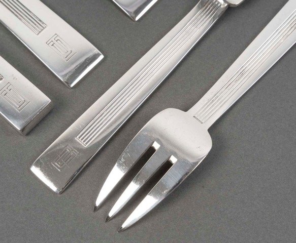 Jean Tétard – 132-piece Sterling Silver Flatware Set, “trocadéro” Pattern, Art Deco Period-photo-3