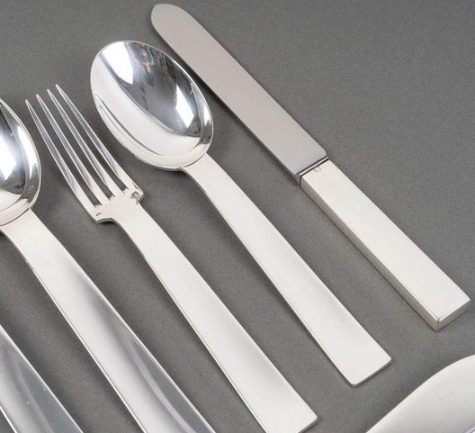Jean Tétard – 132-piece Sterling Silver Flatware Set, “trocadéro” Pattern, Art Deco Period-photo-1