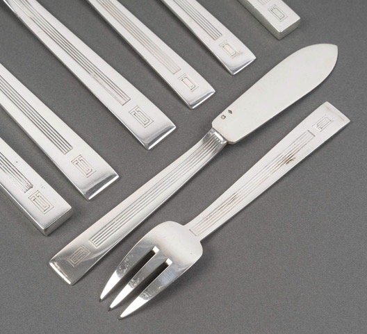 Jean Tétard – 132-piece Sterling Silver Flatware Set, “trocadéro” Pattern, Art Deco Period-photo-5
