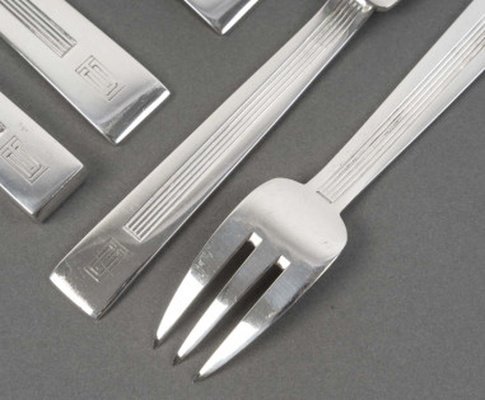 JEAN TETARD – MENAGERE DE COUVERTS 132 PIECES EN ARGENT MASSIF MODELE « TROCADERO » EPOQUE ART -photo-7