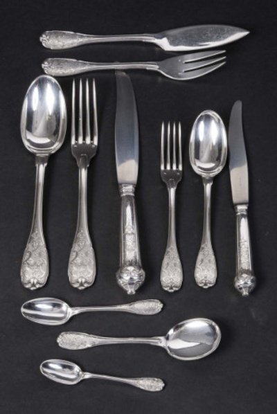 Jean E. Puiforcat - 147-piece Silver Flatware Set "elysee" Pattern, Circa 1930-photo-4