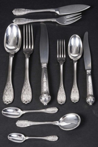 Jean E. Puiforcat - 147-piece Silver Flatware Set "elysee" Pattern, Circa 1930-photo-6