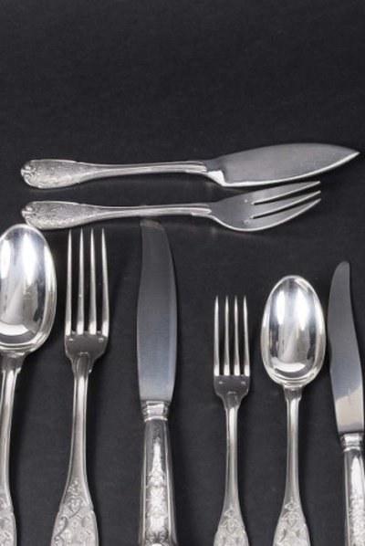 Jean E. Puiforcat - 147-piece Silver Flatware Set "elysee" Pattern, Circa 1930-photo-7