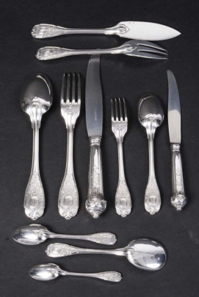 Jean E. Puiforcat - 147-piece Silver Flatware Set "elysee" Pattern, Circa 1930-photo-8