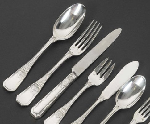 JEAN TETARD – C. CHRISTOFLE MENAGERE de 144 PIECES EN ARGENT MASSIF MODELE AUBUSSON Epoque 1930-photo-2