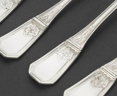 JEAN TETARD – C. CHRISTOFLE MENAGERE de 144 PIECES EN ARGENT MASSIF MODELE AUBUSSON Epoque 1930-photo-3