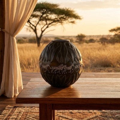 1991 – Marie-claude Lalique – "tanzania" Zebra Vase-photo-2