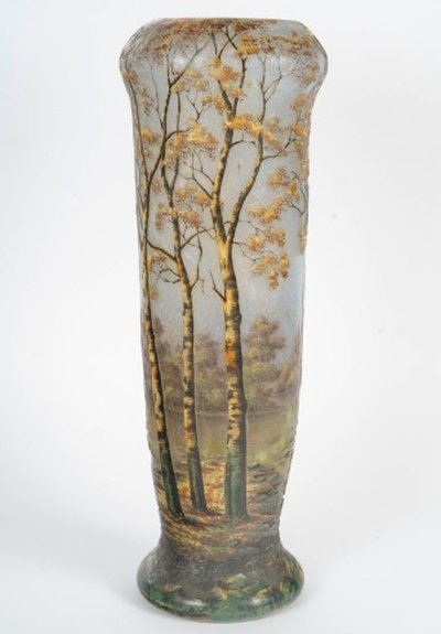 Daum, Nancy. Vase With Wooded Lakeside Landscape Decoration-photo-3