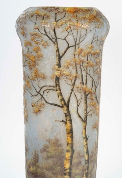Daum, Nancy. Vase With Wooded Lakeside Landscape Decoration-photo-2