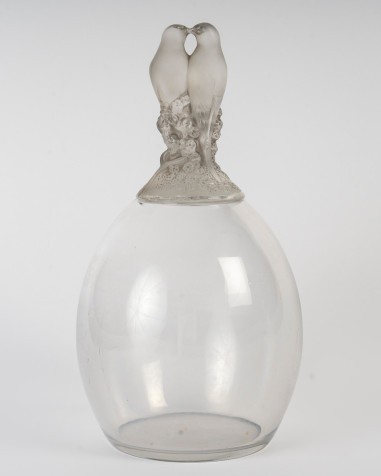1925 – René Lalique, "tourterelles" Vase – Pressed Glass – Signed-photo-2
