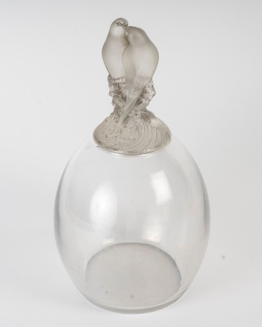 1925 – René Lalique, "tourterelles" Vase – Pressed Glass – Signed-photo-3